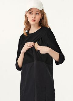 Round Neck Patchwork M&N Dress, , hi-res