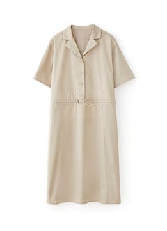 Collared Tie Waist Maternity & Nursing Short Sleeve Dress, , hi-res