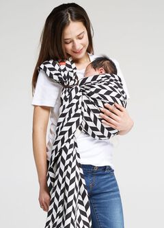 Black & White Herringbone Baby Ring Sling, Black, hi-res