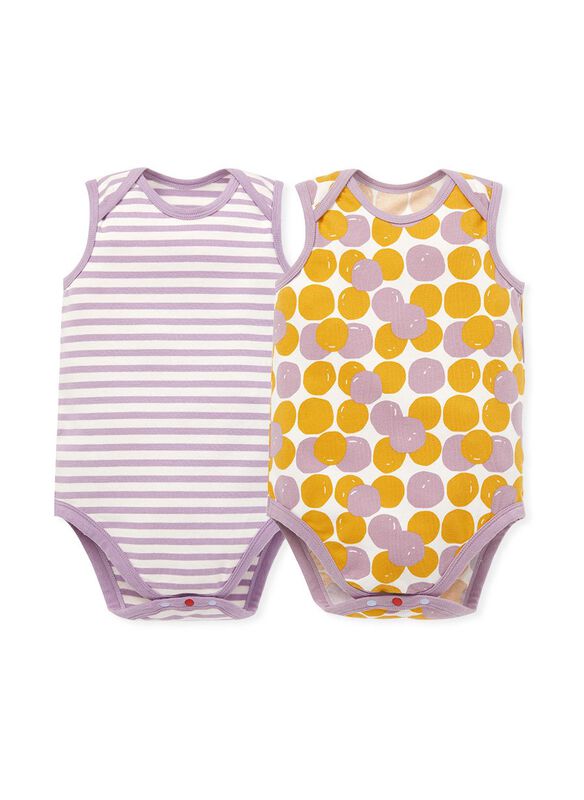 Taro Ball Baby Cotton S/L Bodysuit 2 Pcs Pack