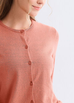 Knitted Crew Neck Maternity & Nursing Cardigan, Rose, hi-res