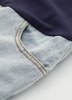 Raw Hem Maternity Denim Shorts, Light Blue, hi-res