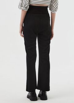 Pleated Maternity Straight Leg Pants, Black, hi-res