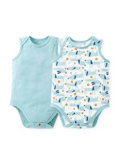 Puppy Baby Cotton Sleeveless Bodysuit 2 Pack, , hi-res