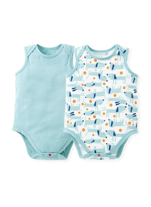 Puppy Baby Cotton Sleeveless Bodysuit 2 Pack