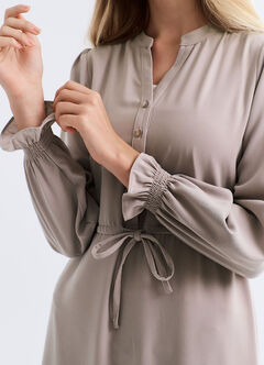 Half Placket Maternity & Nursing Dress, Silver, hi-res