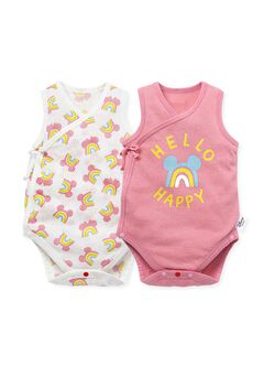 Newborn Cotton Mesh Sleeveless Bodysuit 2 Pack, Fuschia, hi-res