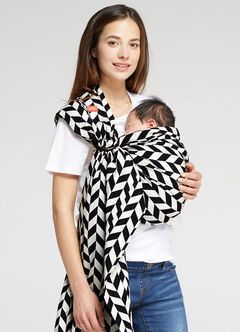 Black & White Herringbone Baby Ring Sling, Black, hi-res