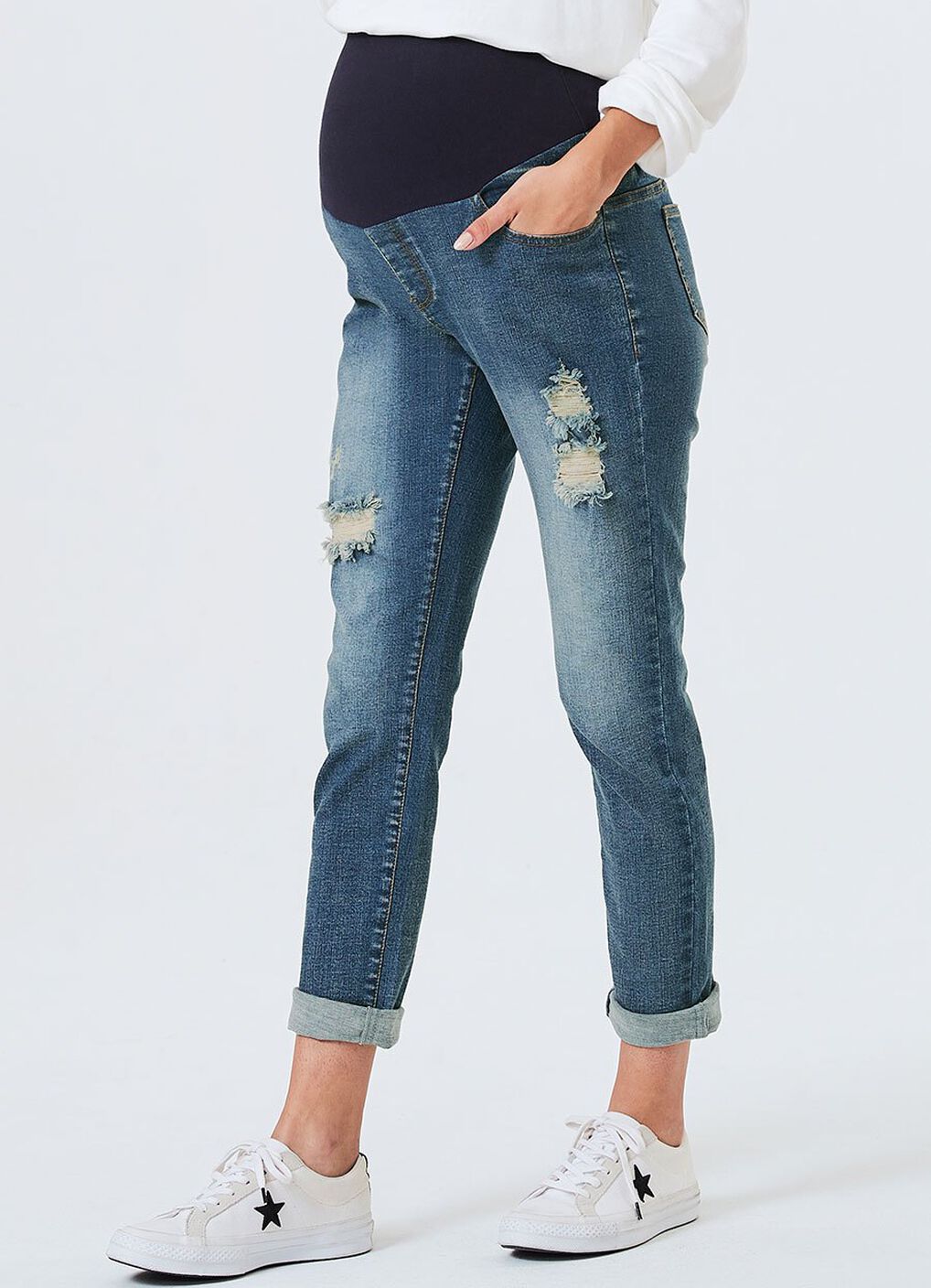 Ripped Detail Maternity Jeans, , hi-res image number 2
