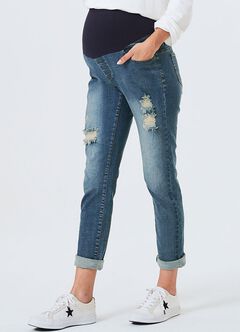Ripped Detail Maternity Jeans, , hi-res