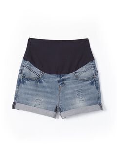 Maternity Ripped Denim Shorts, , hi-res