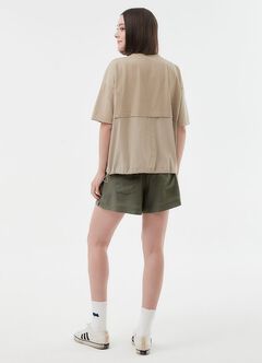 Blend Short Sleeve Maternity & Nursing Top, Khaki, hi-res