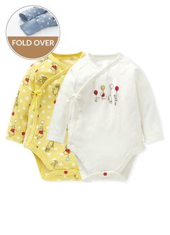 Disney Winnie The Pooh Newborn Cotton L/S Bodysuit 2 Pcs Pack, Yellow, hi-res