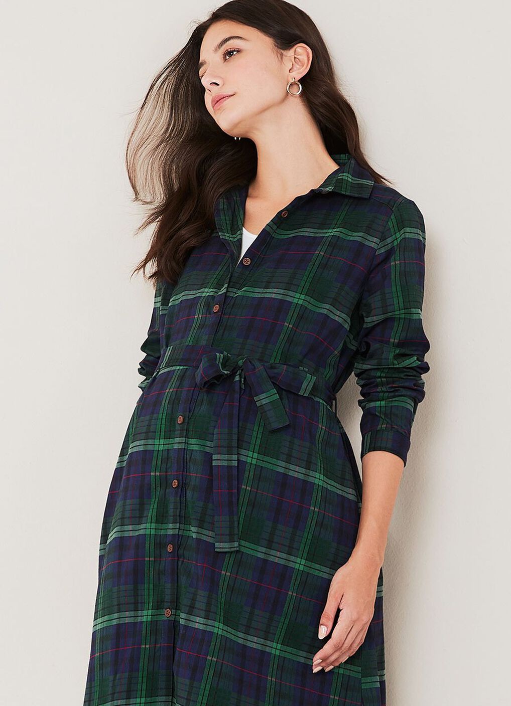 Classic Plaid Maternity & Nursing Shirt Dress, , hi-res image number 0