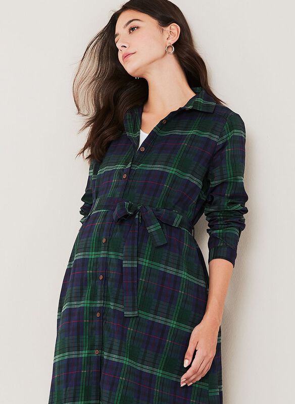 Classic Plaid Maternity & Nursing Shirt Dress