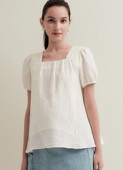 Square Collar Maternity & Nursing Top, Cream, hi-res