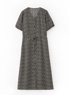 Floral Print Puff Sleeve Maternity & Nursing Dress, Black, hi-res