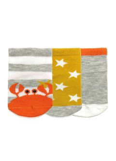 Newborn Socks-Animal(3pcs), Orange, hi-res