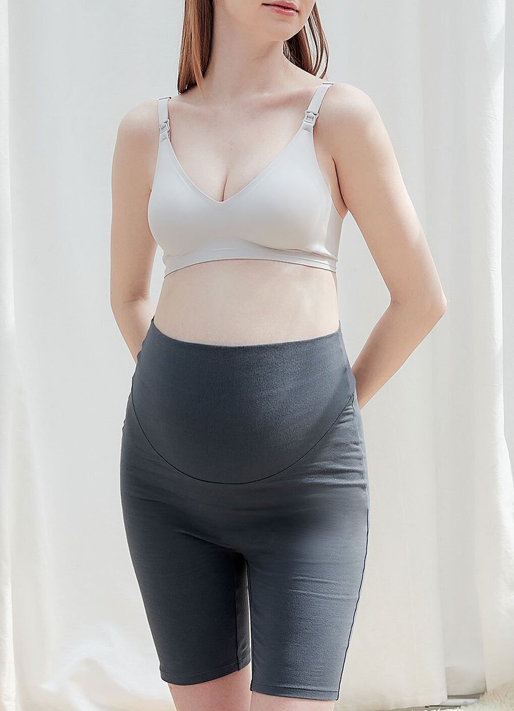 Ultra-Stretch Maternity Biker Shorts, Sage, hi-res image number 1