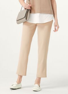 Cropped Maternity Slim Pants, Cream, hi-res
