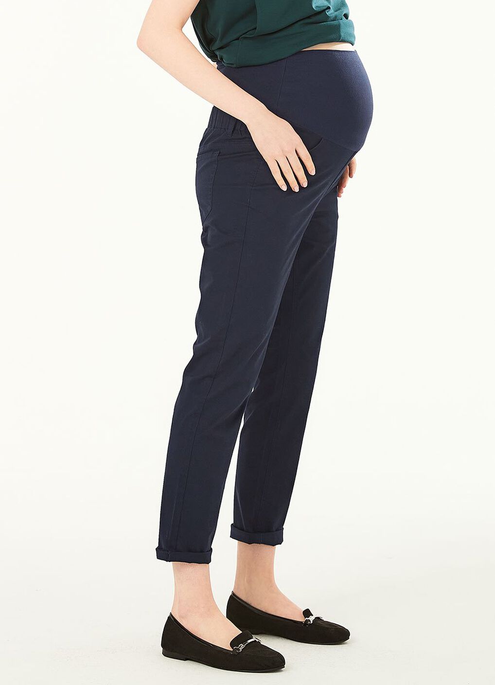 Cotton Maternity Slim Pants, Navy, hi-res image number 2
