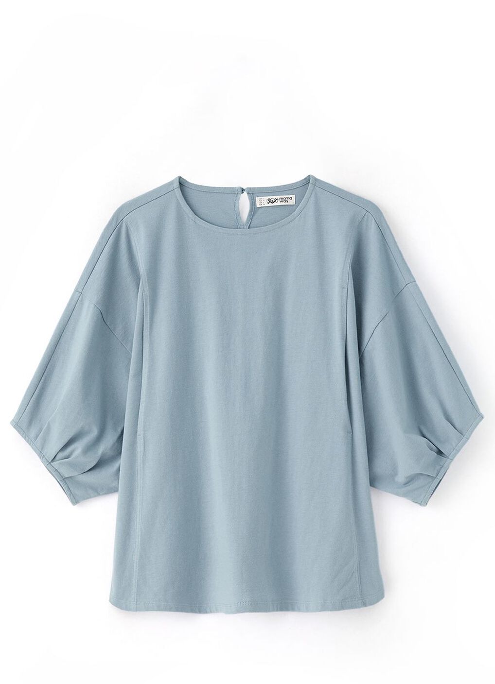 Lantern Sleeves Cotton M&N Top, Blue Grey, hi-res image number 7