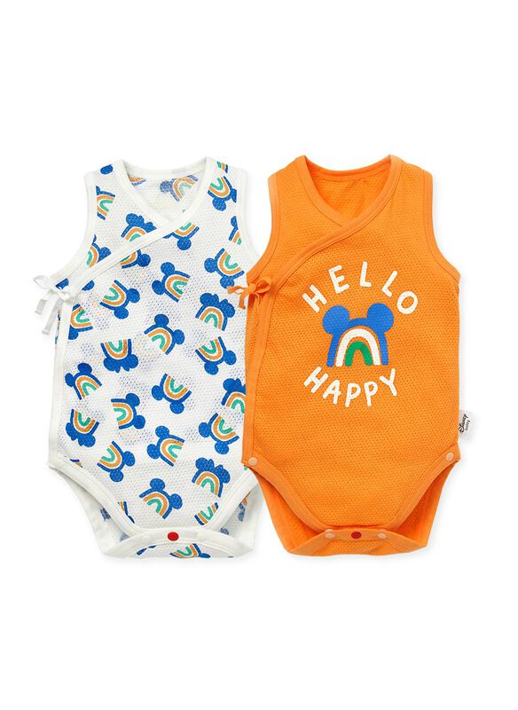 Newborn Cotton Mesh Sleeveless Bodysuit 2 Pack