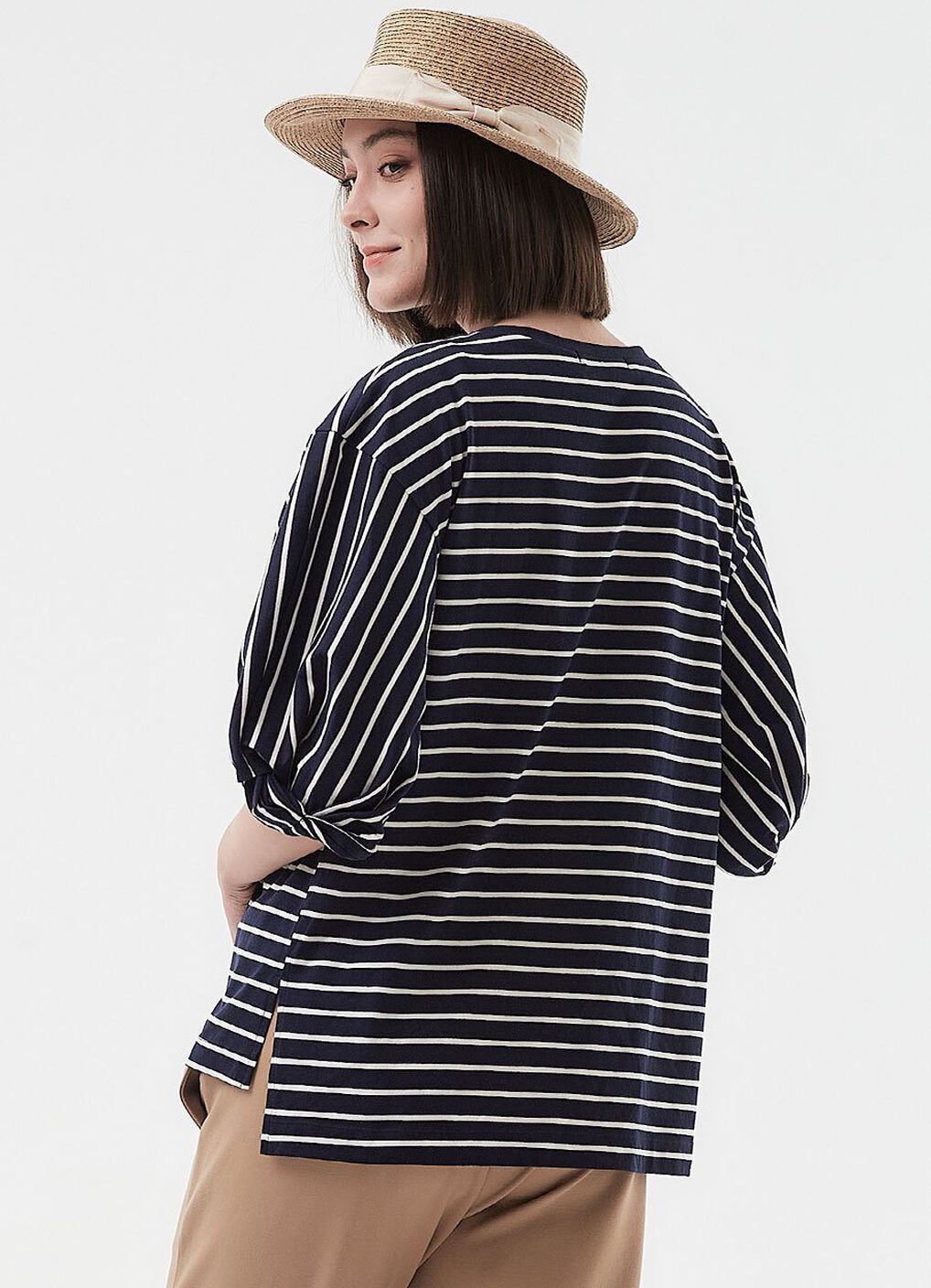 Striped Puff Sleeve Maternity & Nursing Top, , hi-res image number 4