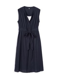 Button-through S/L Maternity & Nursing Dress, Navy, hi-res