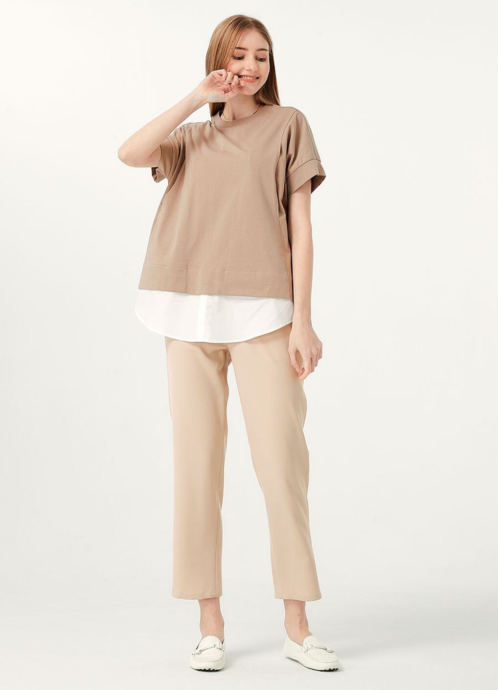 Cropped Maternity Slim Pants, Cream, hi-res image number 4
