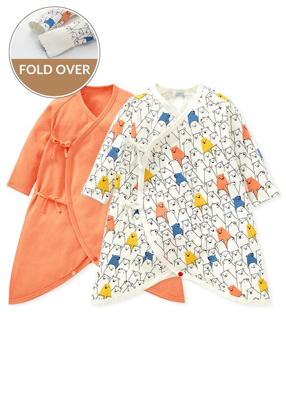 Polar Bear Newborn Cotton L/S Romper 2 Pcs Pack