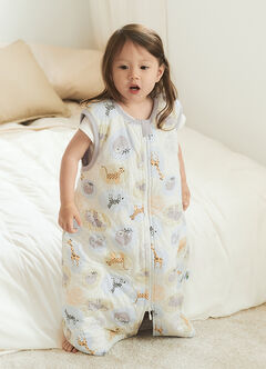 Lightweight Optimum Temp. Sleep Suit-Animal Bubbles, Grey, hi-res