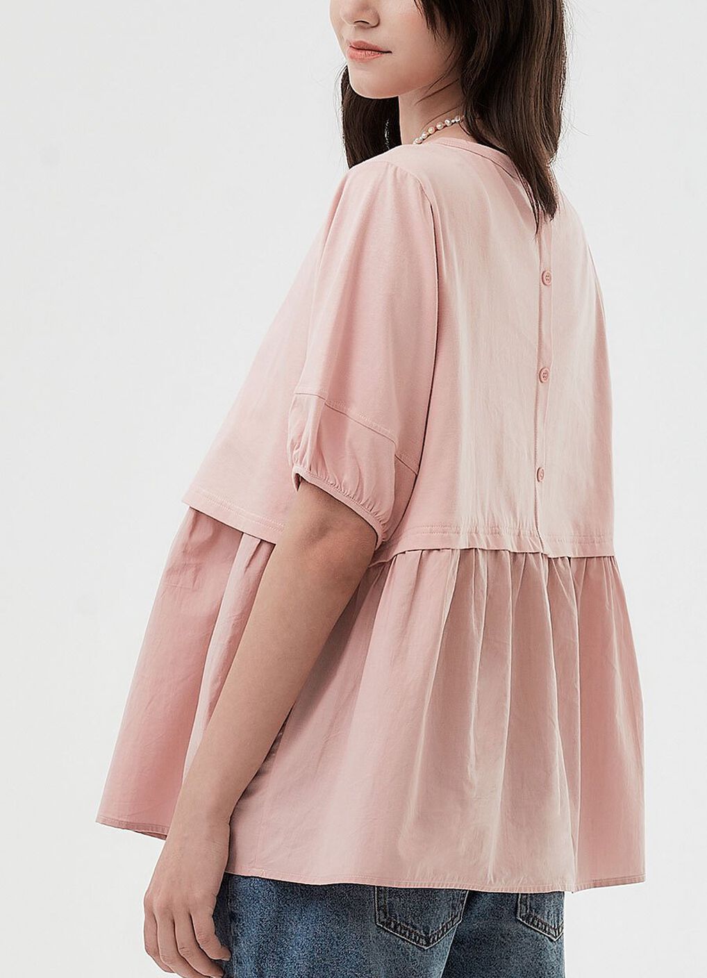 Umbrella Hem Short Sleeve Maternity & Nursing Top, Light Pink, hi-res image number 0