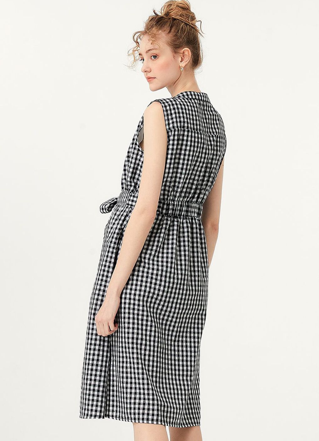 Button-through S/L Maternity & Nursing Dress, Black, hi-res image number 3