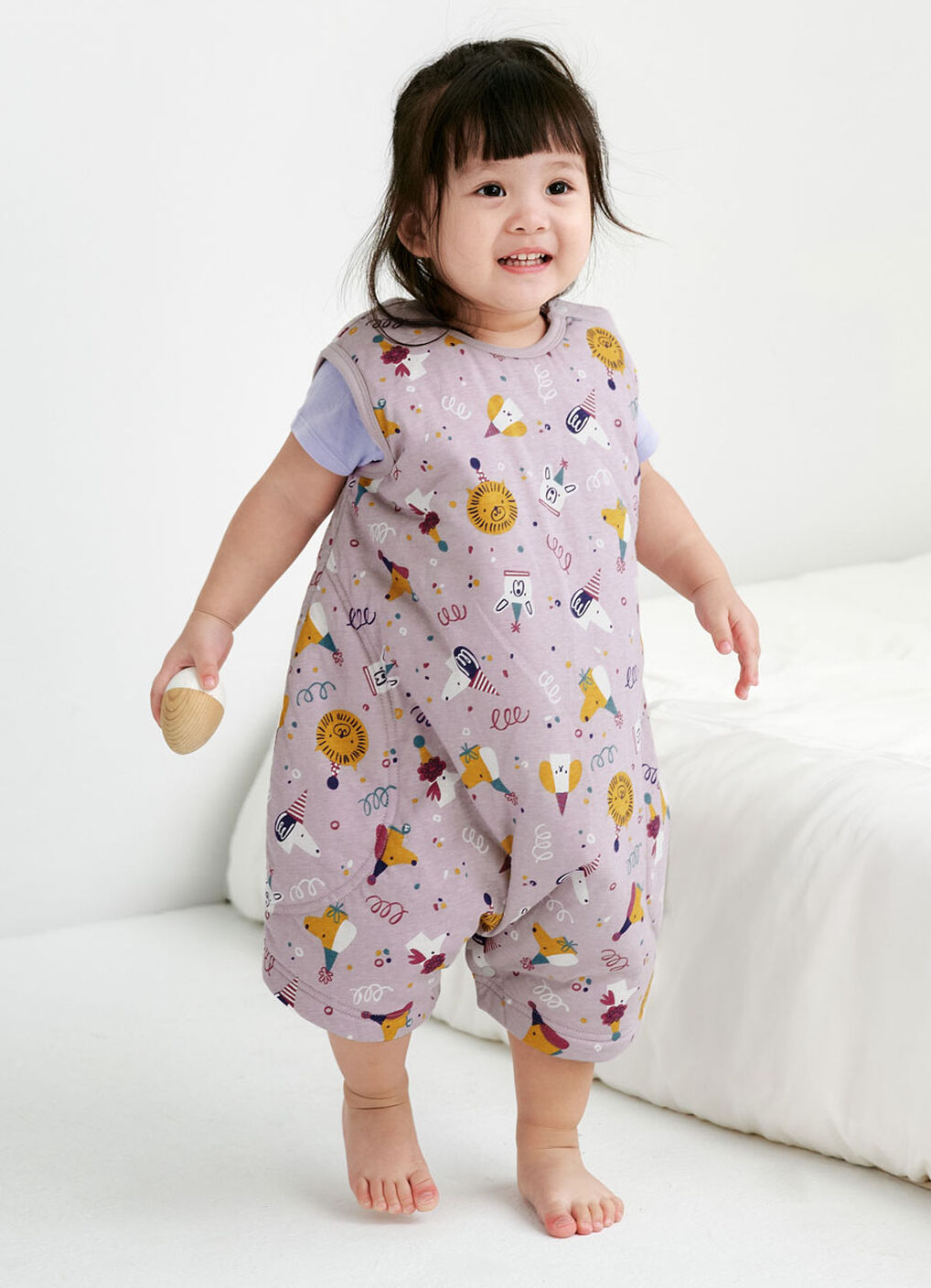 Lightweight Optimum Temp. Sleep Suit-Doggie Party, Purple, hi-res image number 2