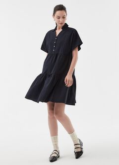 Cotton Maternity & Nursing Short Sleeve Tiered Dress, , hi-res