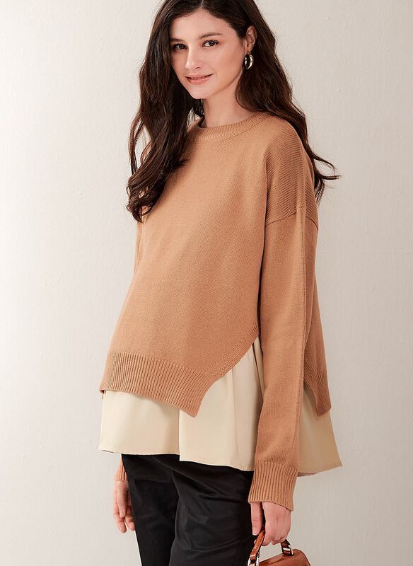 Knitted 2 in 1 Maternity & Nursing Layered Jumper