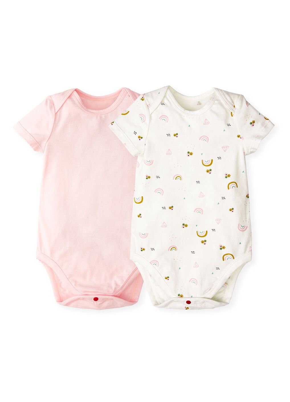 Baby Cotton Short Sleeve Bodysuit 2 Pack, Pink, hi-res image number 0