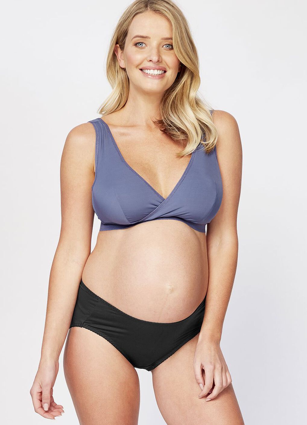 Antibacterial Maternity Midi Briefs 2 Pack, Black, hi-res image number 1