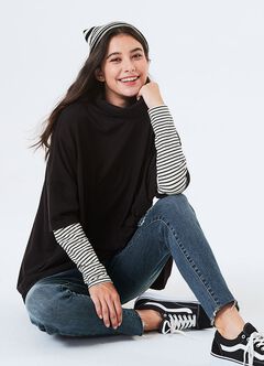 2 in 1 Maternity & Nursing Loose Top, Black, hi-res