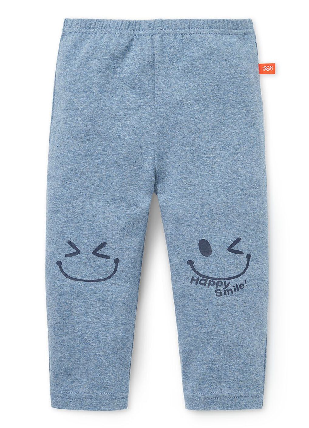 Baby Cotton Full-length Leggings-Smile, Mid Blue, hi-res image number 0