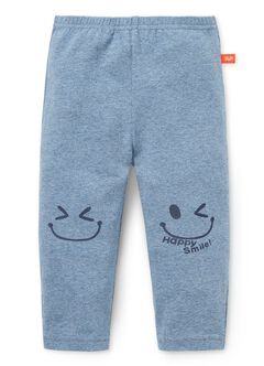 Baby Cotton Full-length Leggings-Smile, Mid Blue, hi-res