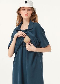 Waffle M&N Polo Dress, Navy, hi-res