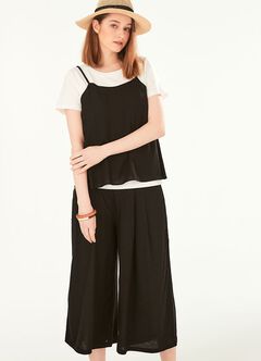 Drapey Maternity Wide Leg Pants, Black, hi-res