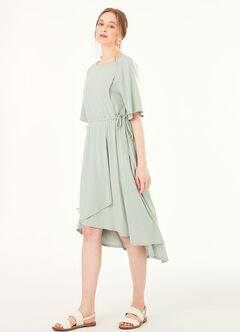 Drapey Maternity & Nursing Midi Dress, Sage Green, hi-res