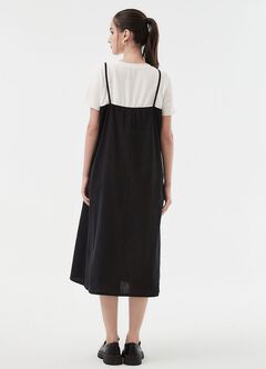 Buttoned Short Sleeve Maternity & Nursing Dress, Black, hi-res