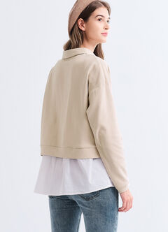 Skipper Collar 2 in 1 Maternity & Nursing Layered Jumper, Cream, hi-res