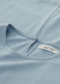 Lantern Sleeves Cotton M&N Top, Blue Grey, hi-res