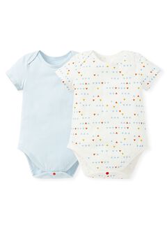 Geometry Baby Cotton Short Sleeve Bodysuit 2 Pack, Light Blue, hi-res