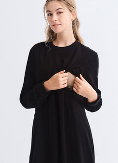 Soft Touch Maternity & Nursing Knit Dress, Black, hi-res